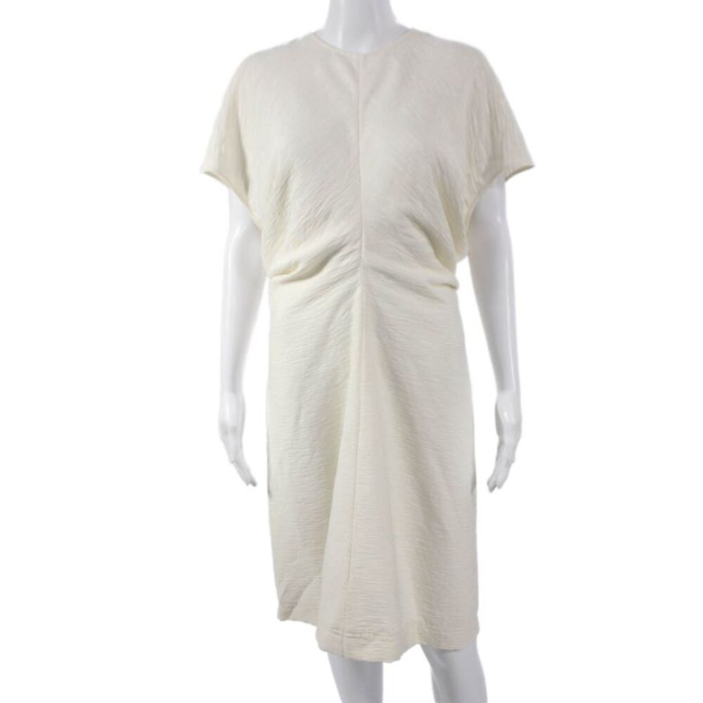 Toteme Women Shift Dress Ivory Short Sleeve Knee Length Zip Size 40